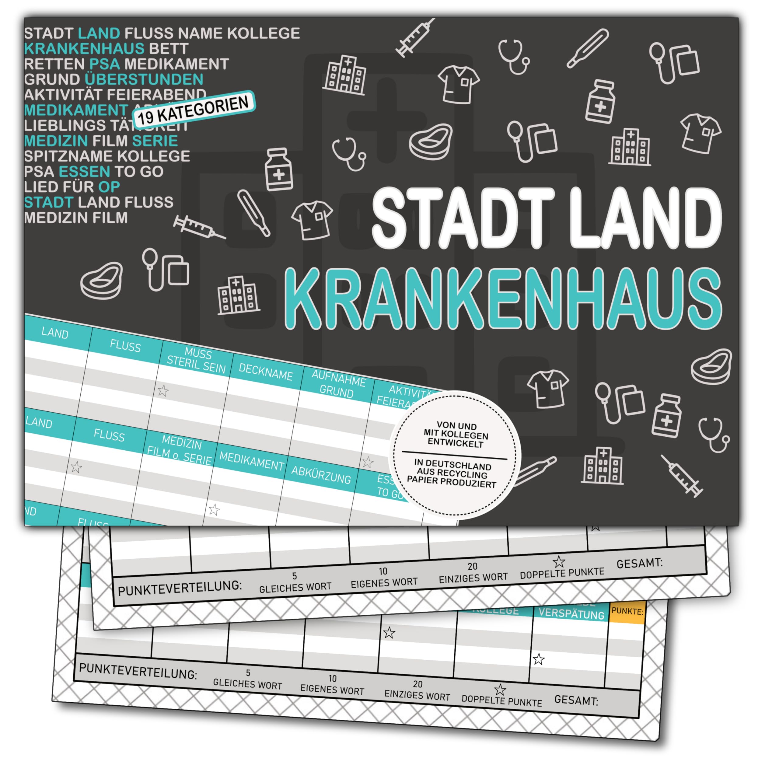 Bezify Stadt Land Krankenhaus Spiel Für Ärzte Und Pflegepersonal Recyclingpapier DIN A4 50 Seiten